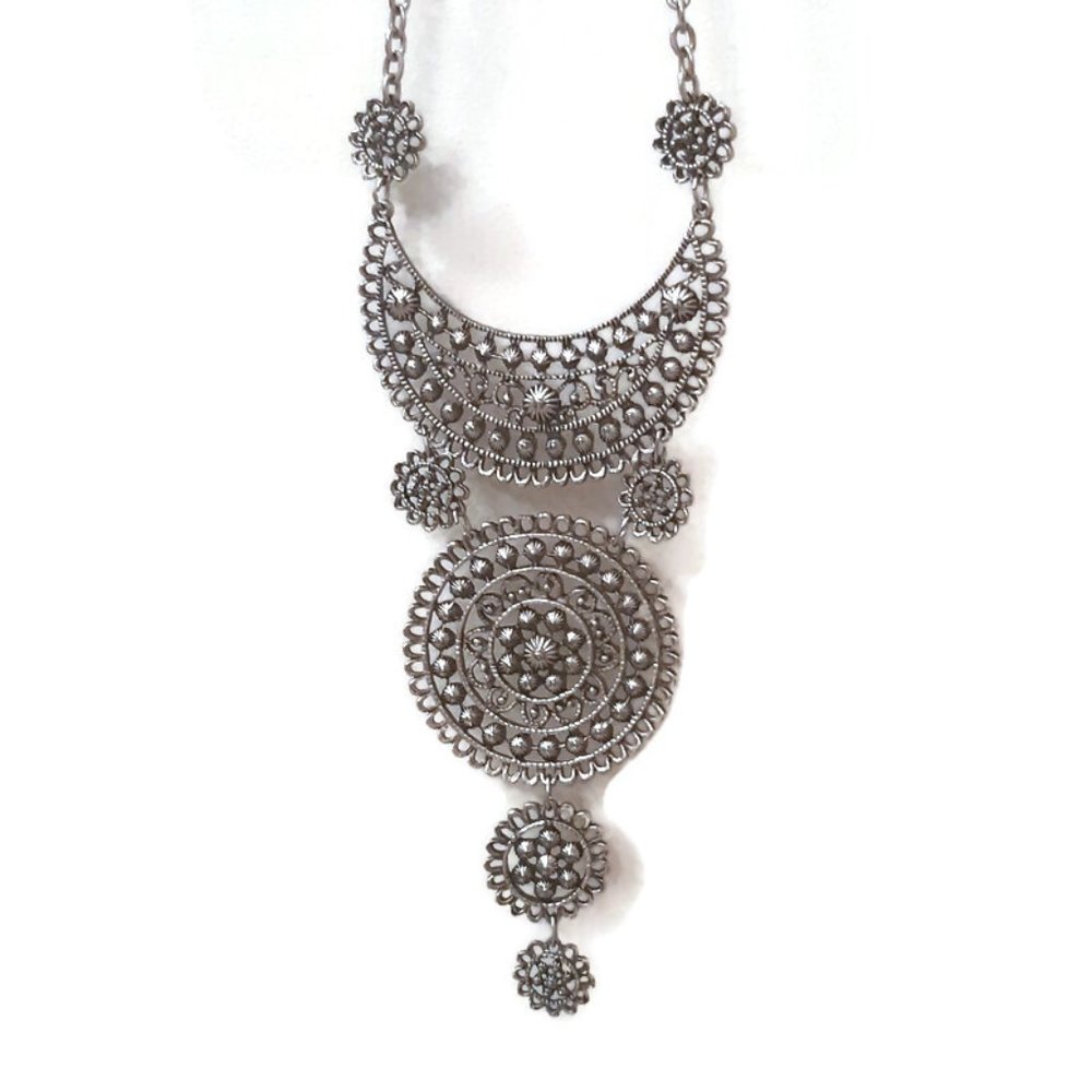 Long Silver Tone Necklace